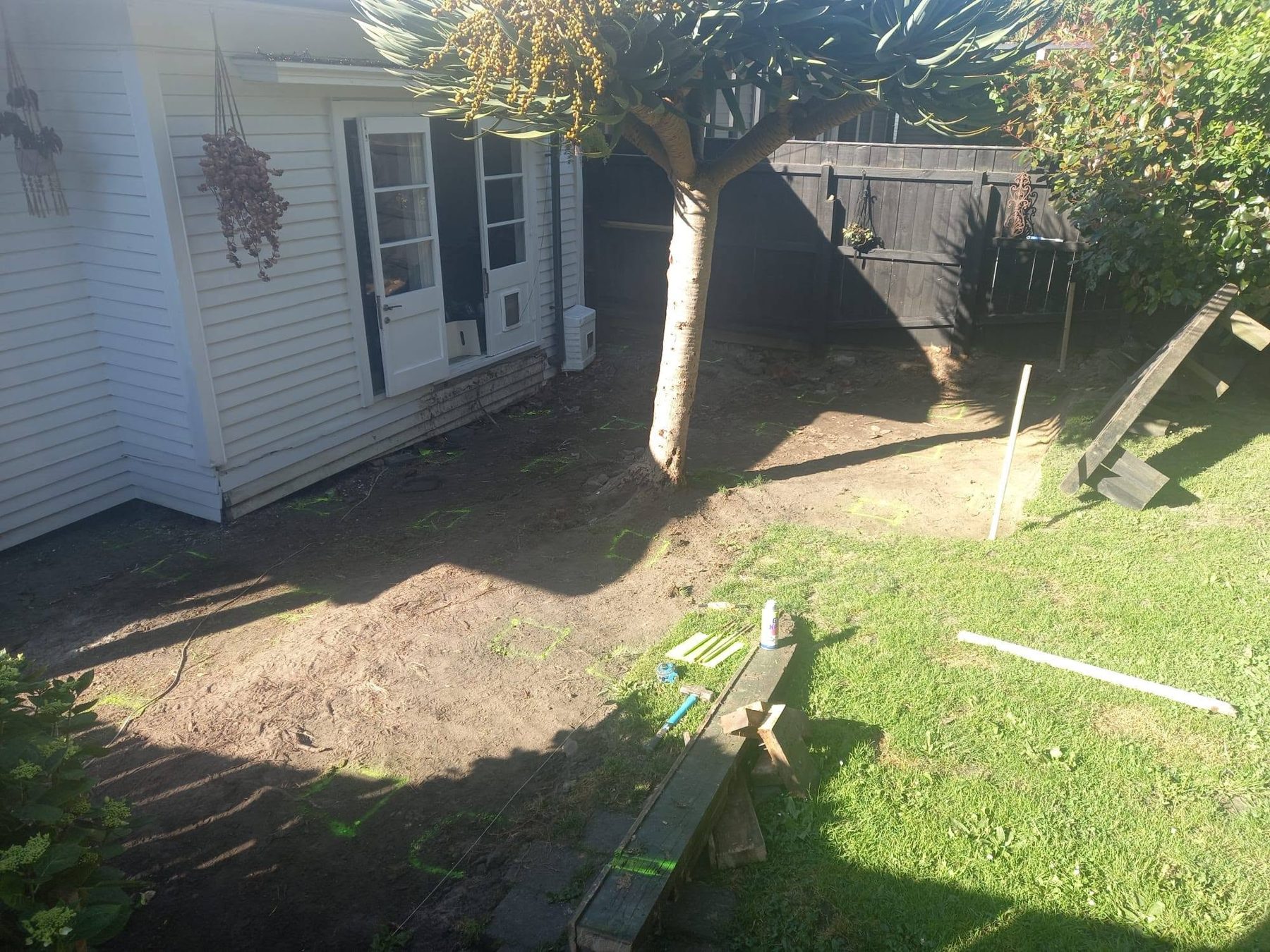 Bare back yard before the patio was built