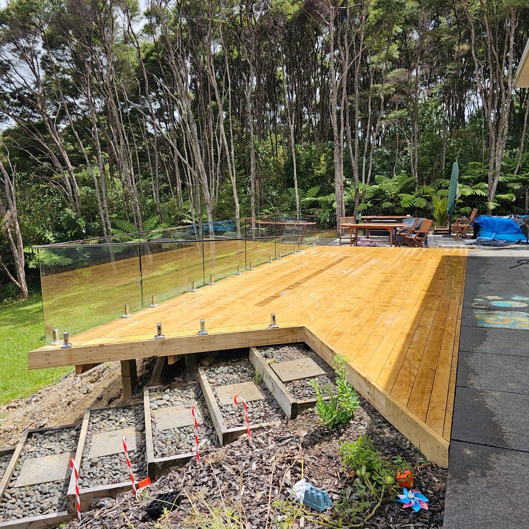 Timber platform built out into native bush